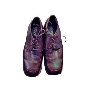 Kenneth Cole Reaction Sim-Plicity Square Toe Brown Leather Dress Shoe Size 9 E1